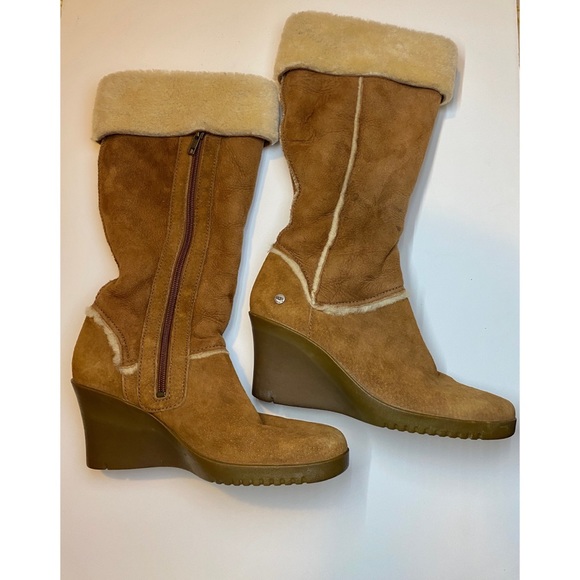 UGG Sandra Leather Chestnut Boots Size 7 - Picture 3 of 7